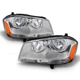 AKKON - For Dodge Avenger OE Replacement Chrome Bezel Headlights Driver/Passenger Head Lamps Pair New