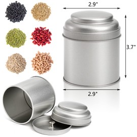Lawei 9 Pack Tea Tins Canister with Airtight Double Lids, 8 OZ Round Tin Can Box, Small Kitchen Canisters Containers for Storage Tea, Coffee, Sugar, Loose Leaf, Candy, Herbs and Spices, Silver