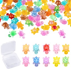AWAVM 150PCS Noctilucent Resin Mini Turtles with Storage Box, Vibrant Colors, Miniature Turtle for DIY Crafts, Home Decor, Aquarium & Garden Landscaping