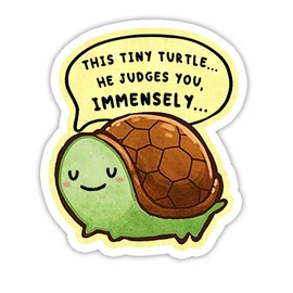 (3PCS) This Tiny Turtle He Judges You Immensely, Funny Car Sticker, Meme Sticker, Funny Bumper Sticker, Funny Sticker for Adults, Bumper Sticker for Cars
