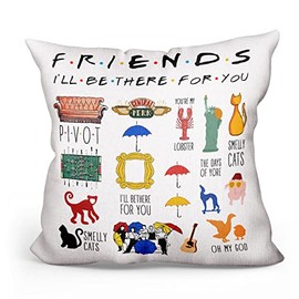 Inspirational Friends Theme Quotes Throw Pillow Cover Cute Pillow Case Linen Pillowcase Cushion Case Home Decor Gifts - 18x18 Inch Brown
