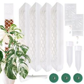 MIIIM 4 Pcs Self-Watering Moss Poles, D Shape Moss Pole Kit for Climbing Plants Indoor, Semi Transparent Monstera Plant Support, 2 Drip Cups and 2 Anchor Stake
