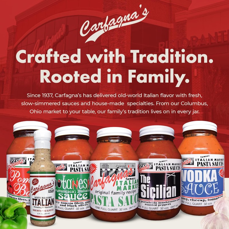 Carfagna's Pasta Sauce, Established 1937, Family Recipe, Made in Small