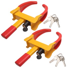 MaySpare Universal Wheel Lock, Heavy Duty Tire Lock, Automotive Anti-Theft Lock for Cars, SUVs, Motorcycles, Golf Carts, Bright Color, Deterrent, 2-Pack with 6 Universal Locks (Yellow-Red)