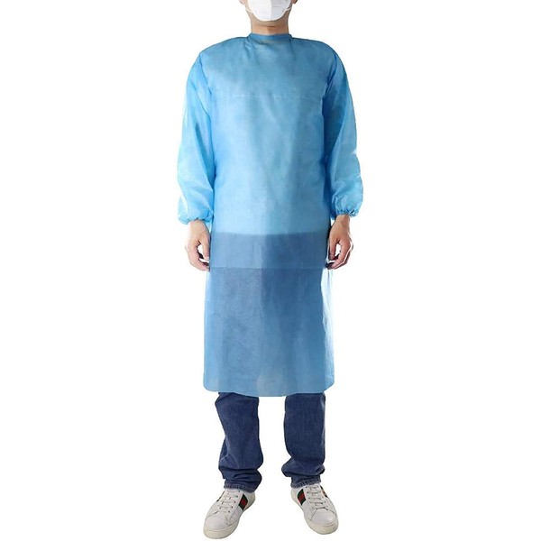 100 Pack LEVEL 1 PP Disposable Isolation Gowns with Elastic