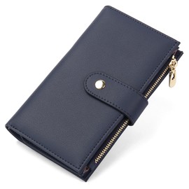 yiijay Wallet for Women RFID Blocking Leather Trifold Clutch Wallet Credit Card Holder Ladies Travel Wallet Purse with Pen Holder