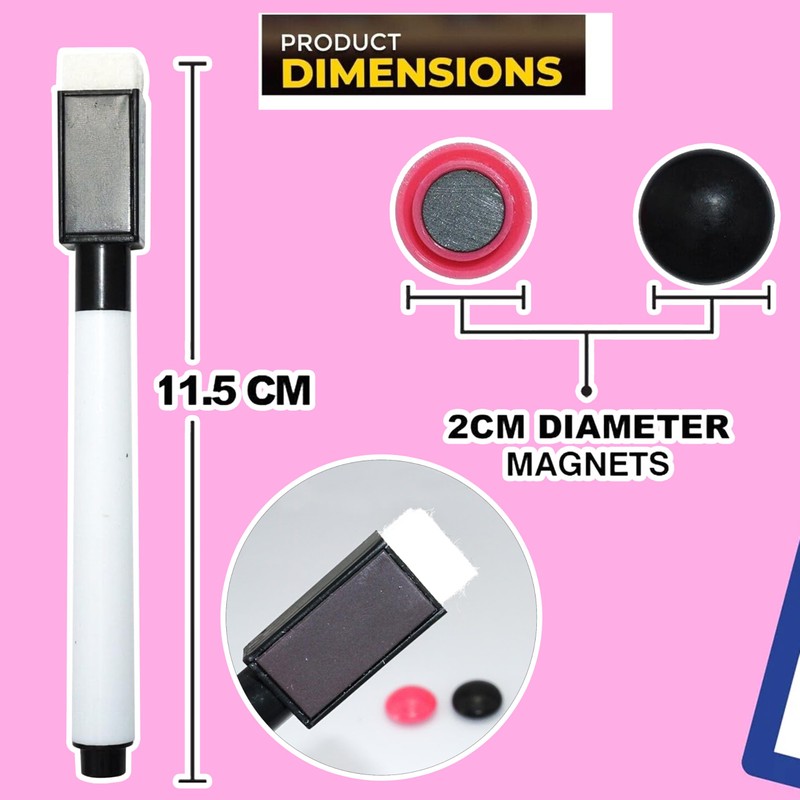 A4 Magnetic Whiteboard with Pen, Portable Mini Whiteboard, Dry Wipe