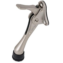 Tope de puerta, tope de puerta de metal semiautomático de un solo toque, con punta de goma antideslizante para suelos de madera, hormigón, baldosas y 
