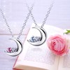 Sears e1625 Silver Necklace, Natural Diamond, 12 Birthstones, Crescent Moon,