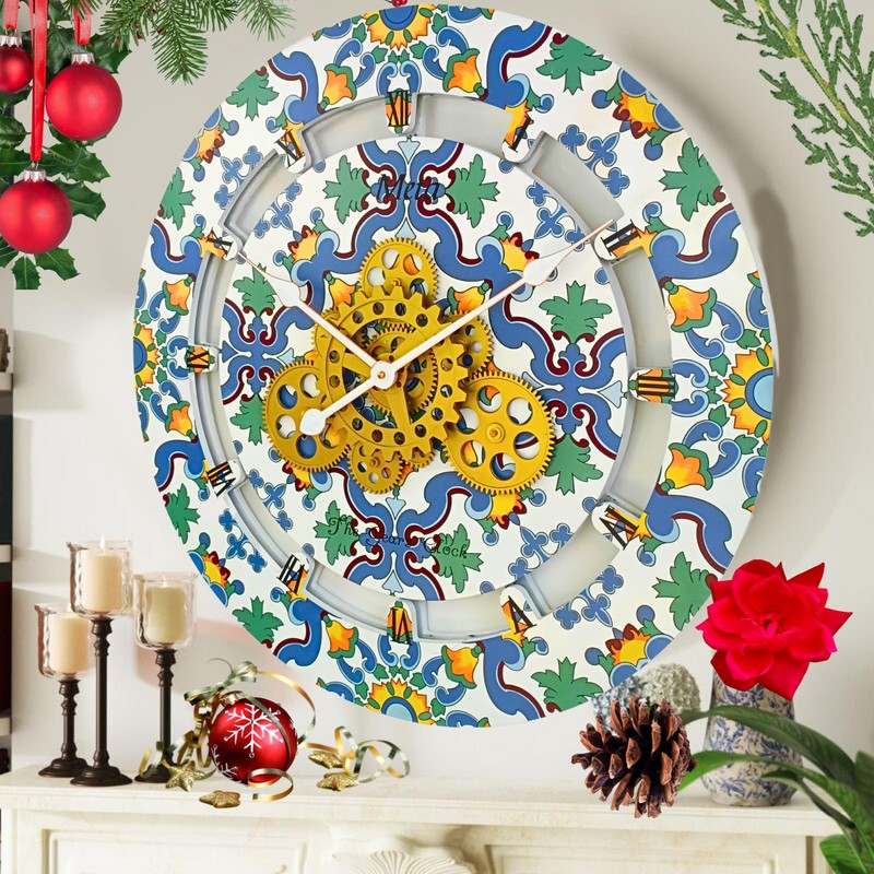 The Gears Clock Wall Clock Italy Collection with Moving Gears