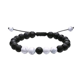 Textiles 4 Home Lava Stone Bracelet Adjustable Essential Oil Anxiety Stress Ladies Men Gift Boxed (Howlite)