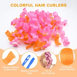URAQT Hair Rollers for Long Hair, 24Pcs 50cm Hair Curlers No Heat Spiral Curls, Wave Hair Curlers Styling Kit with Styling Hooks for Women Girl, Healthy DIY Hairstyle
