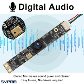 SVPRO 8MP USB Camera Module with Microphone Wide Angle Computer Camera Fixed Focus 4K Lightburn Camera for Laser Engraver Embedded UVC Webcam Board Small Security Camera for PC,Raspberry Pi
