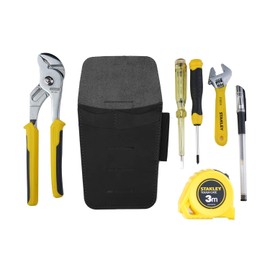 VIPERADE PJ14 Leather Tool Pouch, Tape Measure Holder, Pliers Pouch, Screwdriver Holster, 4 Pockets Organizer Sheath with 1 Tactical Pen Loop (Black)