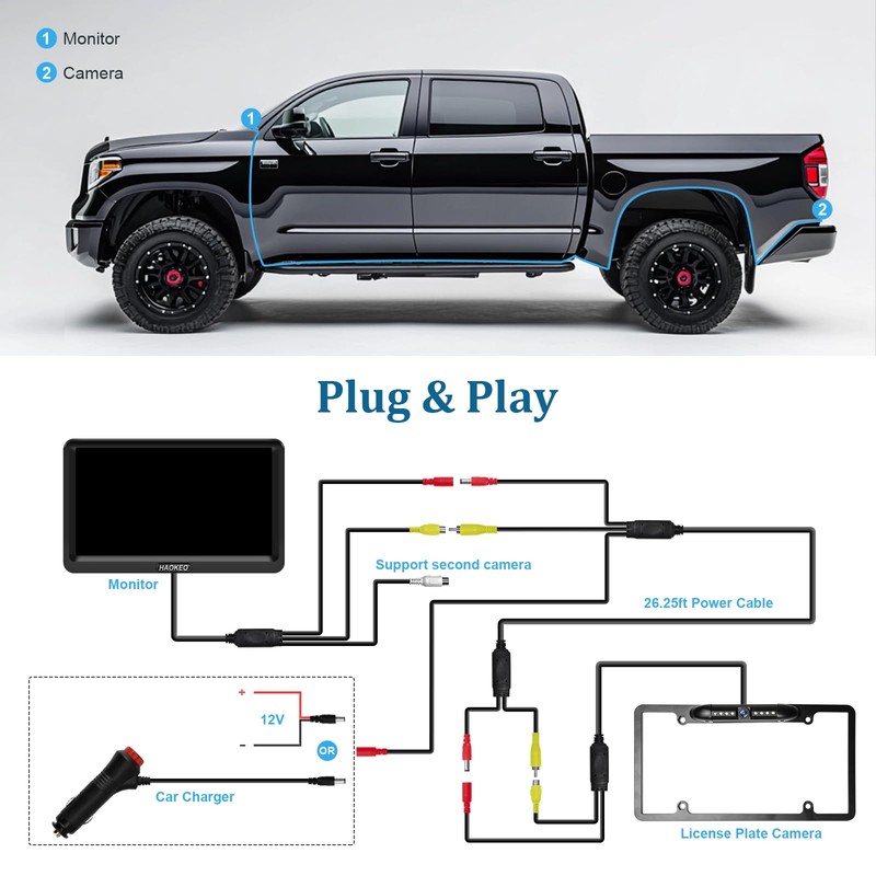 Backup Camera for Car 7 Inch HD 1080P Front Rear