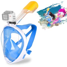 SENTAIMAO Full Snorkel Mask Full Face Snorkel Mask adult with Panoramic View/Anti-fog Anti-leak Design/Sports Camera Mount (blue L/XL)