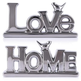 PlivBloom Love Sign Decor,Silver Room Decor Aesthetic, Knick Knack Shelf,Bird Decor, Boho Bookshelf,Abstract Statue,for Living Room,Bedroom, Contemporary Tv Stand Set of 2 (2, Silver)