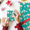 Gingerbread Man Wrapping Paper, 4 Sheets Gingerbread House Green Christmas