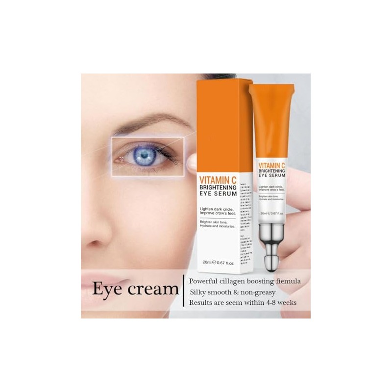 Crema Para Ojos con Vitamina C, Antiarrugas y Antienvejecimiento