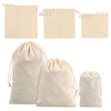 12 Small Natural Cotton Bags, Cotton Drawstring Bag, Cloth Bag