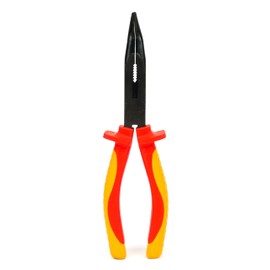INGDAUM® Long Nose Pliers, Angled, 8 Inch, Insulated Against 1000 V for Professional Electricians, Refrigerators and Mechantronics (Long Nose Pliers Angled 8 Inches)