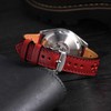 Anbeer Perforated Genuine Leather Watch Band,22mm Luxurious Gloss Replacement Watch