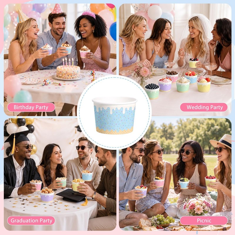 9 oz Ice Cream Bowls Disposable 100 Pack Candy Snack
