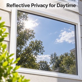 Privacy Window Tint Film - Self-Adhesive One-Way Mirror Film for Daytime Privacy, Sun and UV Protection