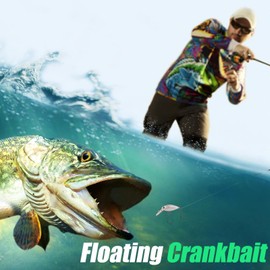 Bass Fishing Lure | Fishing Hard Bait with Hooks | Artificial Floating Swimbait, Minnow Crankbait for Catfish Crappie Trout Walleye