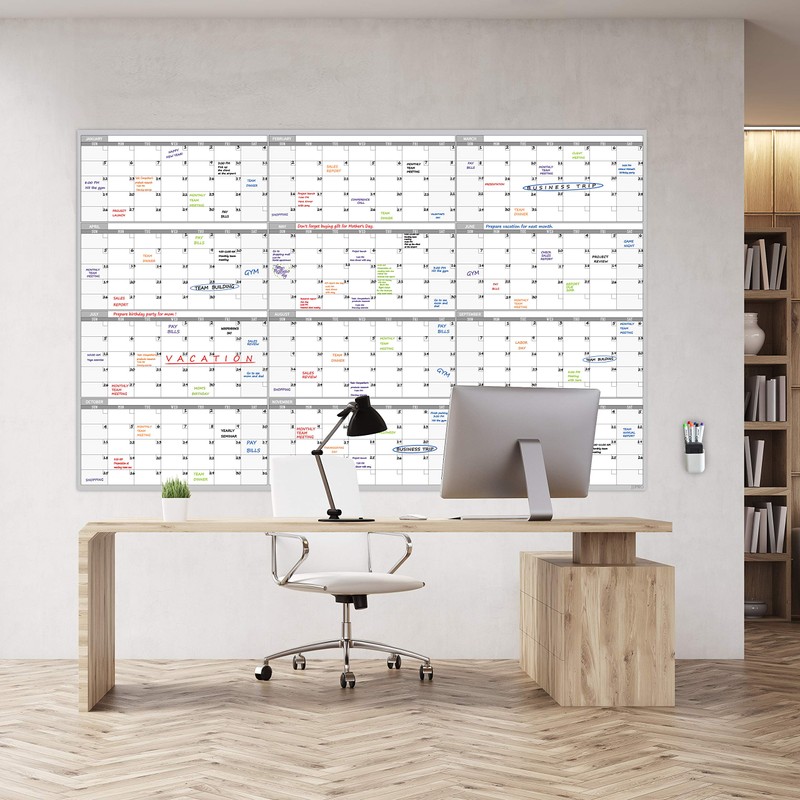 Large Dry Erase Wall Calendar 60" x 38" - Premium