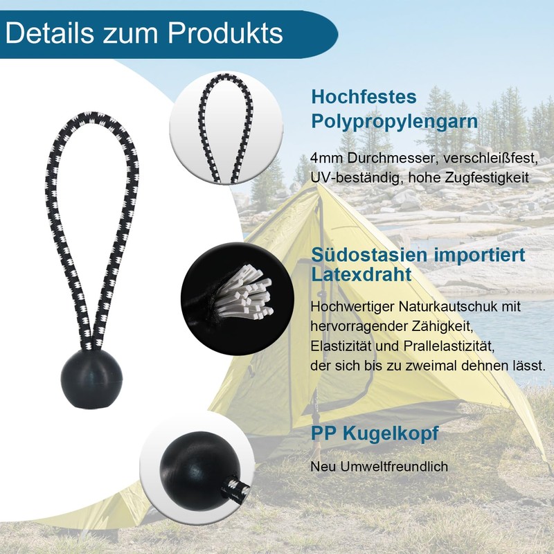 JunGG Elastic Bands with Ball Black White (25, 20 cm)