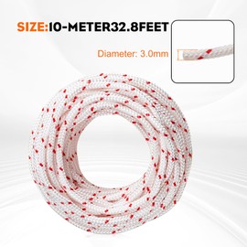 Hipa Recoil Starter Rope 10-Meter (Diameter: 3.0mm) Pull Cord for Husqvarna STHIL Sears Craftsman Poulan Lawn Mower Chainsaw Trimmer Edger Brush Cutter Engine Parts