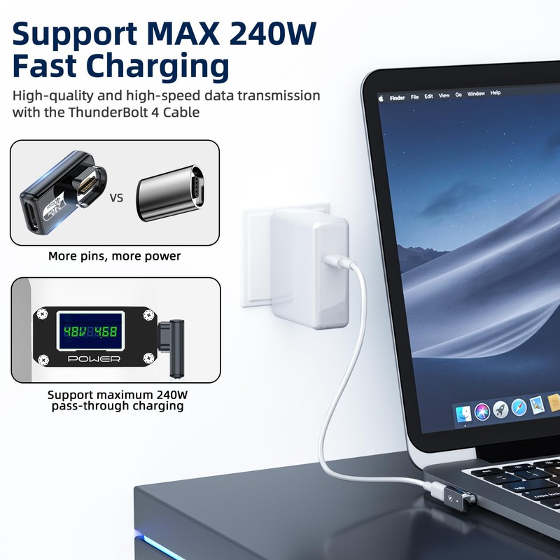 DuHeSin USB C Magnetic Adapter 240w, (2 Pack) 90 Degree