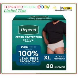 Depend Protection Plus Ultimate Underwear Men XL New 80 Count DISCREET DELIVERY