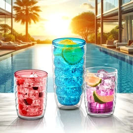 Amazing Abby - Arctic - 16-Ounce Insulated Plastic Tumblers (Set of 4), Double-Wall Reusable Cups, BPA-Free, Shatter-Proof, Dishwasher-Safe