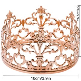 Vintage Rose Gold Crown Cake Topper, Happy Birthday Topper Party Decor, Cake Decoration Baby Crown for Boys Girls, Cake Decor for Parties Weddings Cake Topper, diameter 3.97 inch, height 2.28 inch
