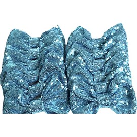 CLGIFT Set of 12 Sequin Bows 5 Inches Large Glitter Bows Wholesale Bows, DIY Fabric Hair Bows - No Clips (Ocean Blue)