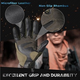YOSUNPING Motorcycle Gloves for Men Womens, Full Finger Touchscreen Motorbike Gloves for Riding Road Mountain Bike Cycling Airsoft Tactical Green M
