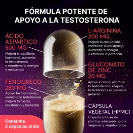 Suplemento De Testosterona 500 Mg Para Hombres 90 Cápsulas Sabor Sosa