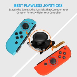 Hall Effect Joystick Replacement for JoyCon – 19 in 1 No Drifting Analog Stick Part Repair Kit Accessories + Y00 Triwing Screwdriver, Thumb Grip for Switch/OLED Joy Con Controller
