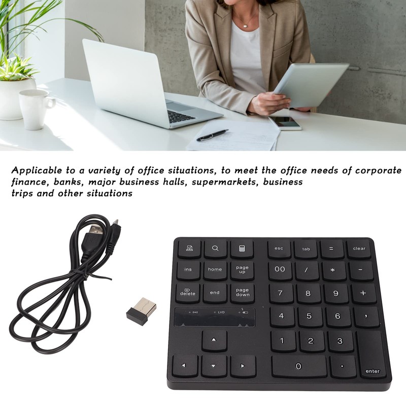 Wireless Number Pad with 35 Keys 2.4G Quiet USB Numeric