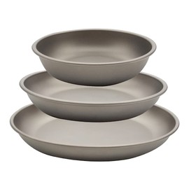 TITAN MANIA Plate, Tray, Titanium, S, M, L, 3-piece Set, Lightweight, Tableware, Plates, Camping, Stylish, Dish, Barbecue, Compact, Picnic, Plate, 3 Sizes Available