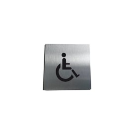 AUA SIGNALETIQUE - Plaque Alu Brossé Handicapé - 130x130 mm