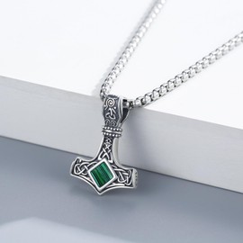 ZIPPICE Thor's Hammer Necklace 925 Sterling Silver Viking Celtic Knot Mjölnir Pendant Nordic Viking Necklace Unisex Jewellery, Sterling Silver
