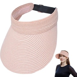Ritte Women's Sun Hat, Visor Cap, Summer Straw Hat, Foldable Straw Hat, Visor Cap, Plain Summer Beach Hat with Wide Brim, pink, Unit size