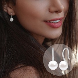 JadeAngel - arete de perlas de agua dulce de plata de ley 925 para mujer, joyería de moda, Plata de ley, No es una piedra preciosa