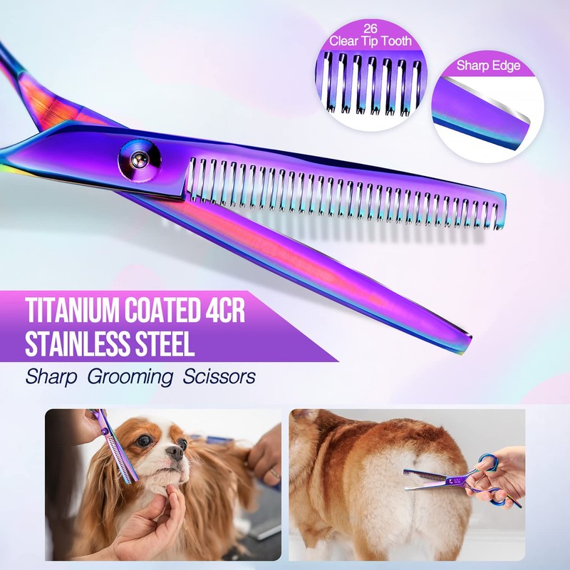 Gimars Dog Grooming Scissors Kit Professional 4CR with Safety Round