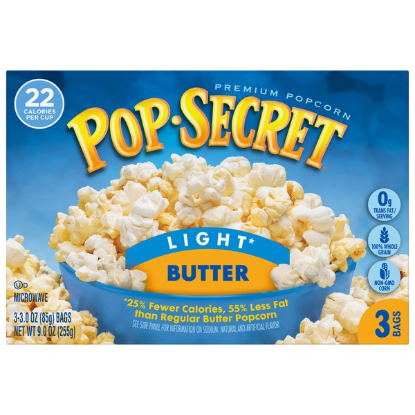 Pop Secret Popcorn, Light Butter, 3 pk, 3 oz