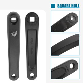 MUXSAM Bike Crank Arm Left 170mm Square Inner Hole Aluminum Alloy Black Single Speed Crankset for Mountain Bike