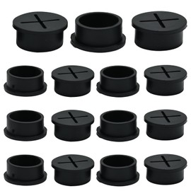 BOPOREAE Desk Grommet, 1 in 25 mm Silicone Rubber Grommets, Black Desk Hole Cover for Cables, Flexible Wall Cord Pass Through Grommet for Office Table Computer Home Furniture Wire Organizer-15 Pcs